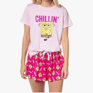 Nickelodeon SpongeBob Pink & Hot Pink Chillin' Short Pajama Set
